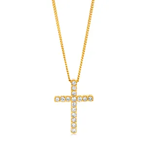 10ct Yellow Gold Diamond Cross Pendant Set with Brilliant Diamonds Shiels