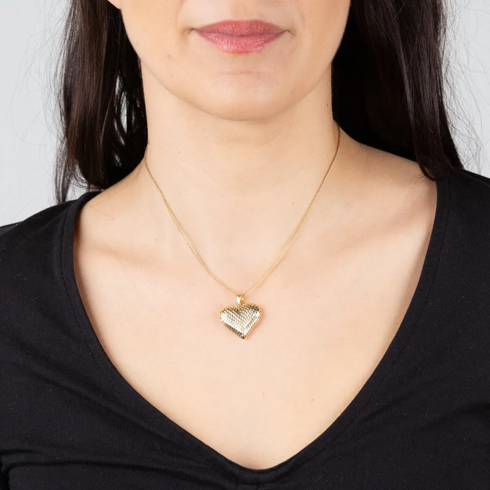 10ct Yellow Gold Silverfilled Diamond Cut Heart Pendant Shiels