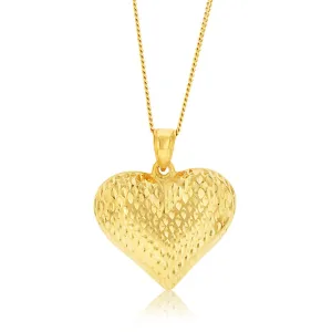 10ct Yellow Gold Silverfilled Diamond Cut Heart Pendant Shiels