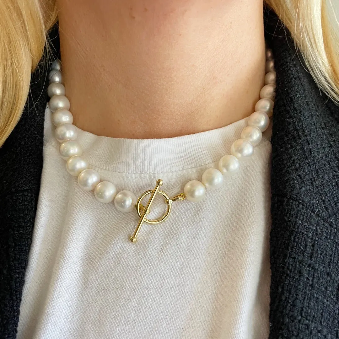 11-12mm Freshwater Pearl 14K Gold Toggle Clasp Necklace Croghans