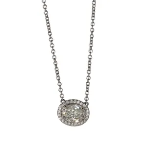 1.14ctw LAmour Crisscut Oval Diamond Halo Pendant Necklace Croghans