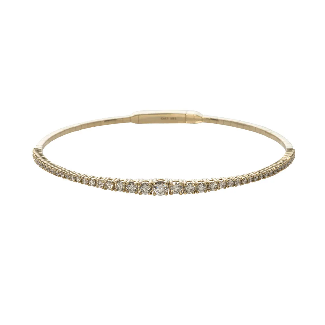1.18ctw Graduated Diamond 14K Yellow Gold Flex Bangle