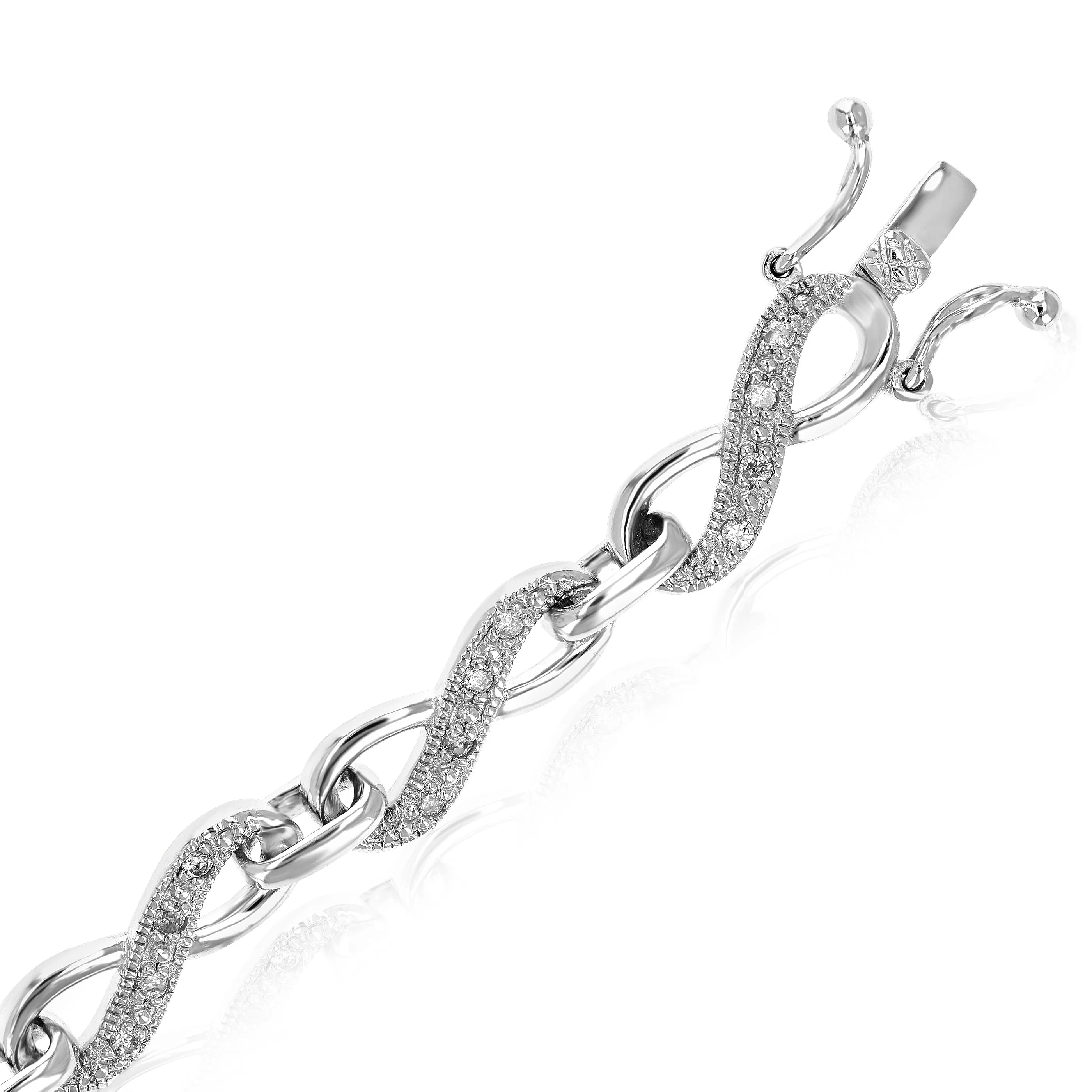 1/2 cttw Diamond Tennis Bracelet .925 Sterling Silver With Rhodium Infinity