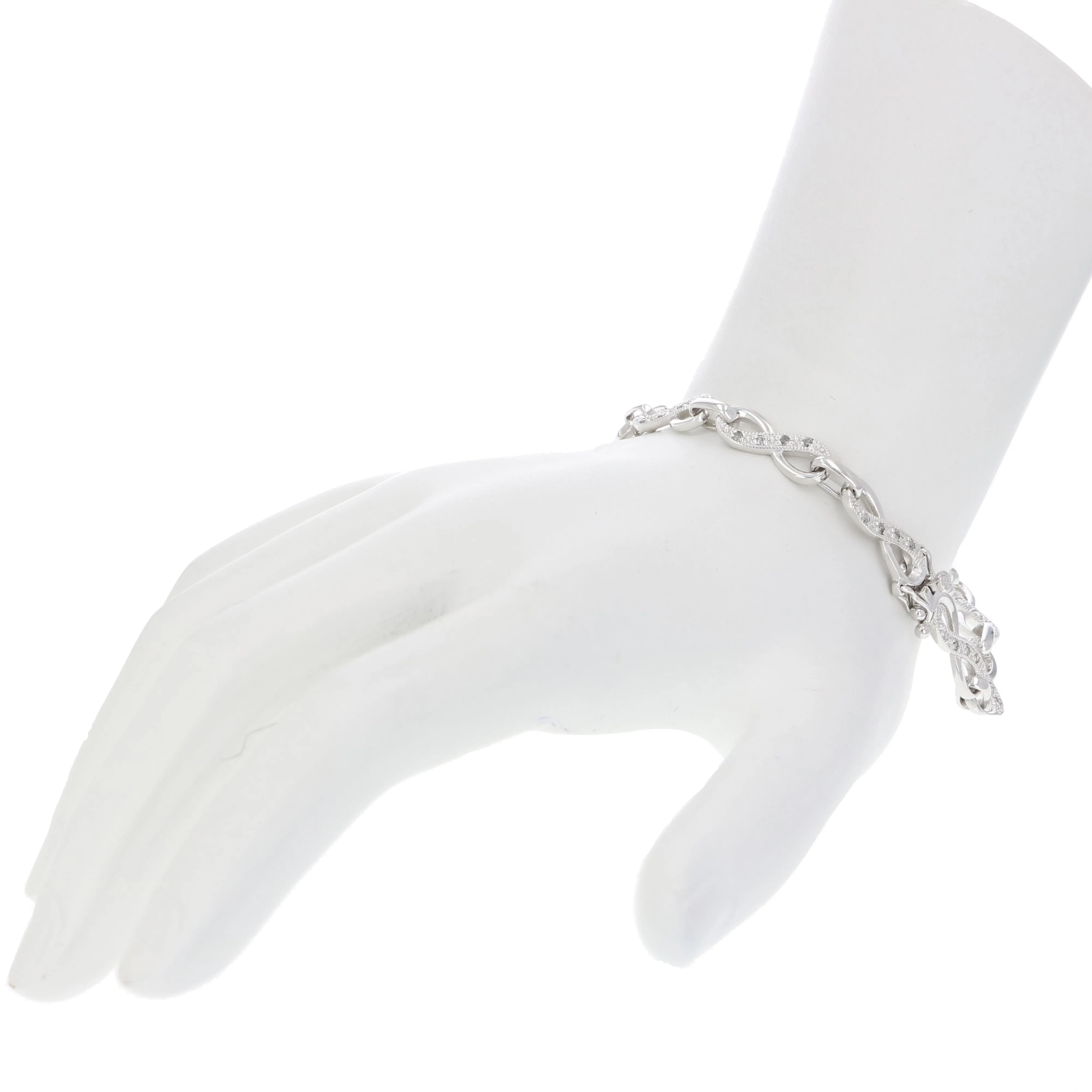 1/2 cttw Diamond Tennis Bracelet .925 Sterling Silver With Rhodium Infinity