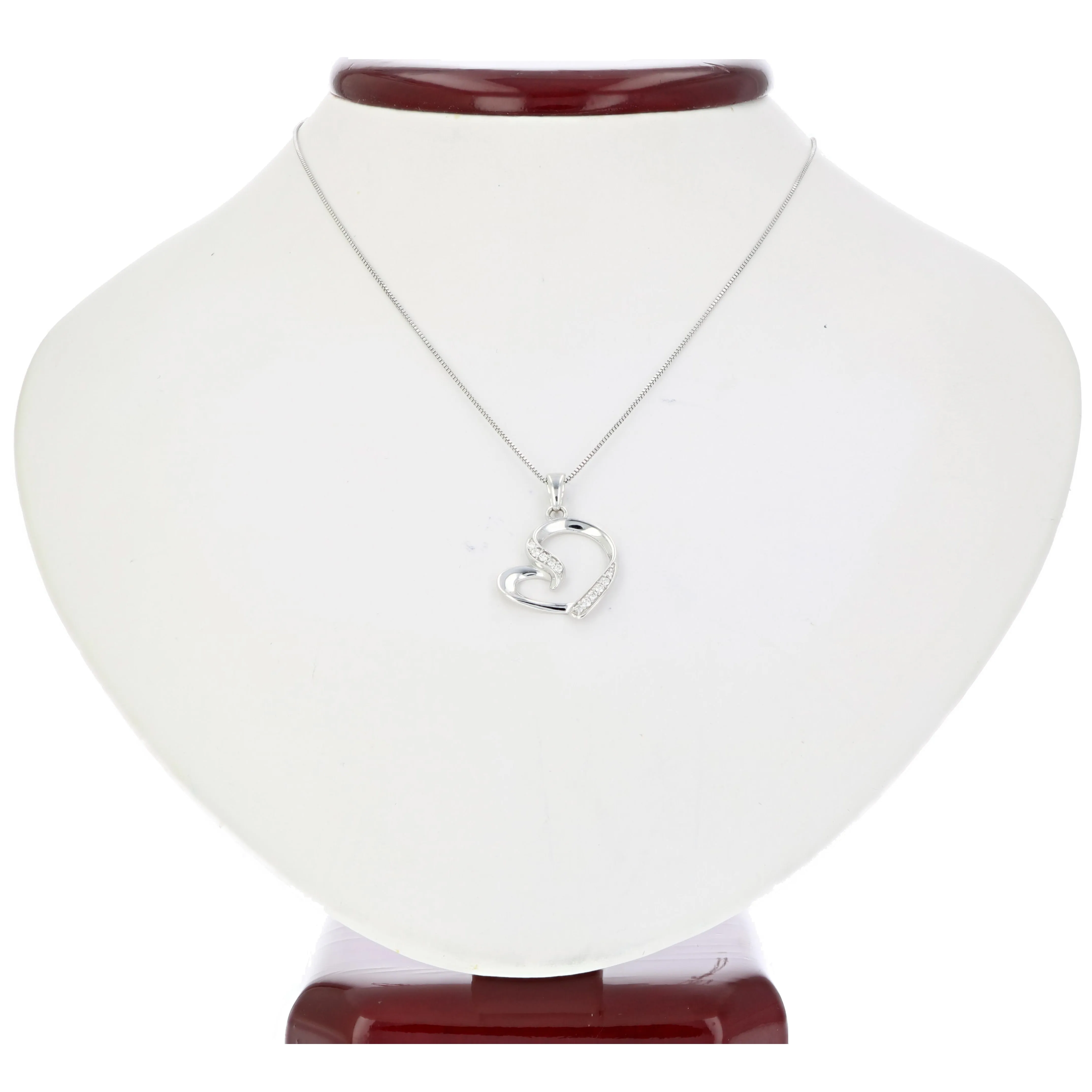 1/20 cttw Heart Shape Diamond Pendant Necklace 14K White Gold with 18 Inch Chain