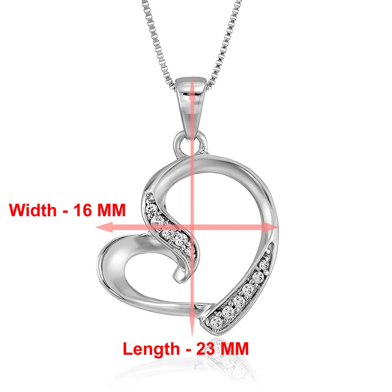 1/20 cttw Heart Shape Diamond Pendant Necklace 14K White Gold with 18 Inch Chain