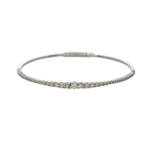 1.22ctw Graduated Diamond 14K White Gold Flex Bangle