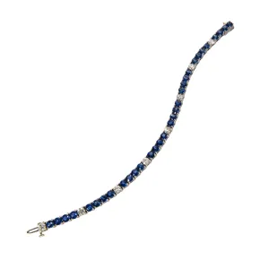 12.67ct Sapphire & 2.44ct Diamond 18K White Gold Tennis Bracelet