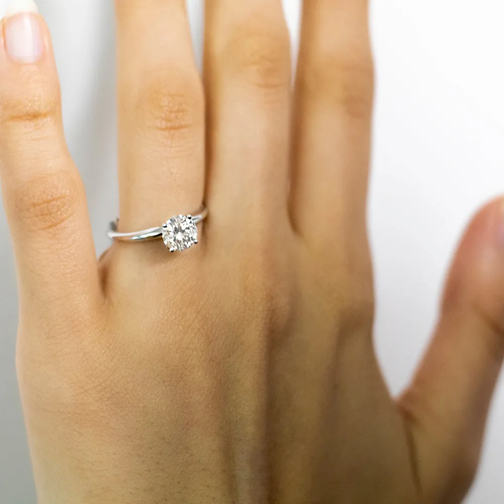 14ct White Gold 1 Carat Brilliant Cut Diamond Solitaire Ring in Knife Edge Setting Shiels
