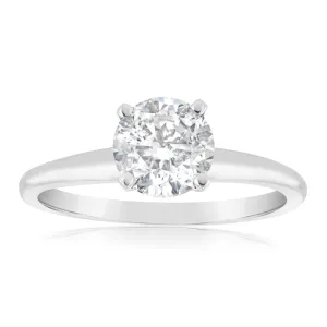 14ct White Gold 1 Carat Brilliant Cut Diamond Solitaire Ring in Knife Edge Setting Shiels