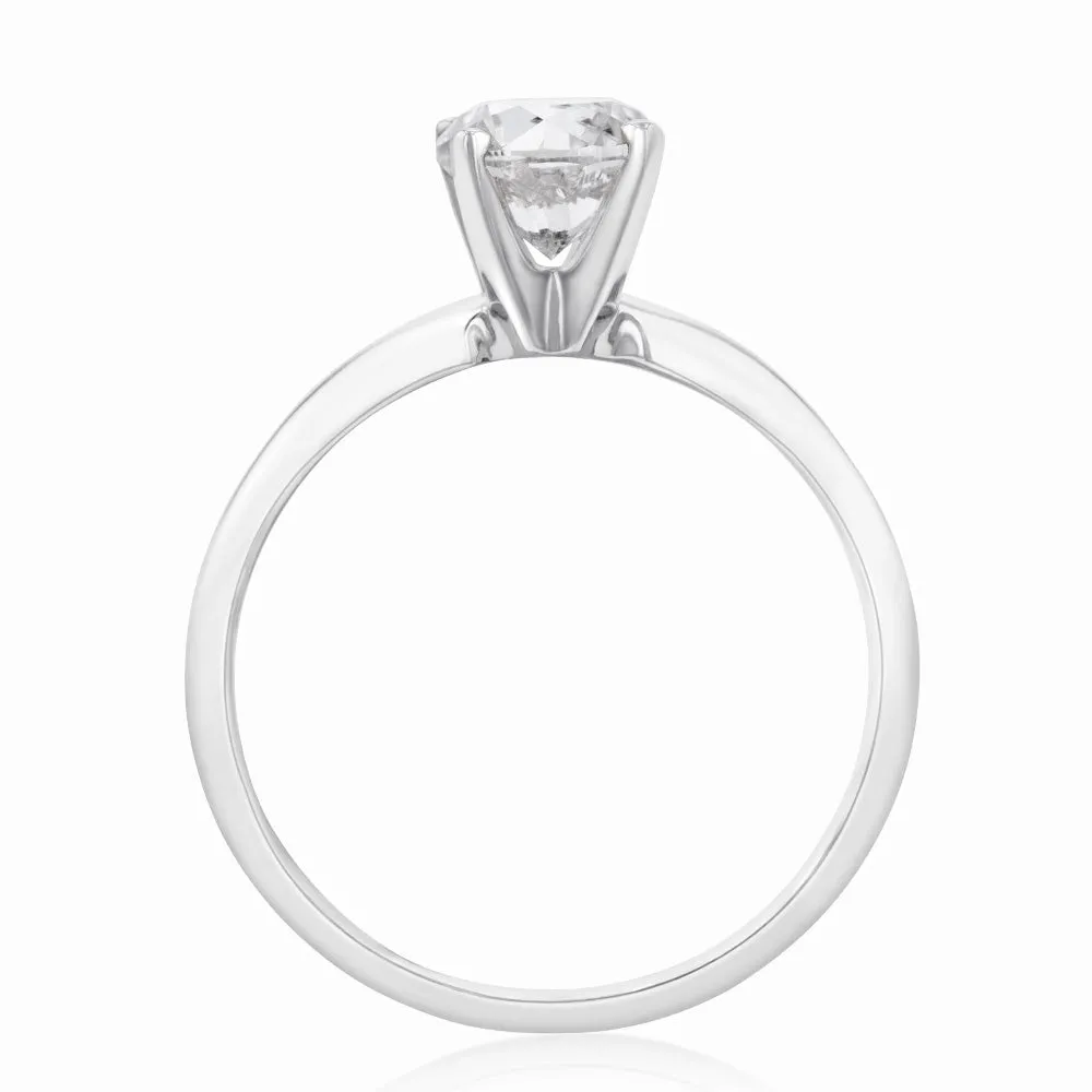 14ct White Gold 1 Carat Brilliant Cut Diamond Solitaire Ring in Knife Edge Setting Shiels