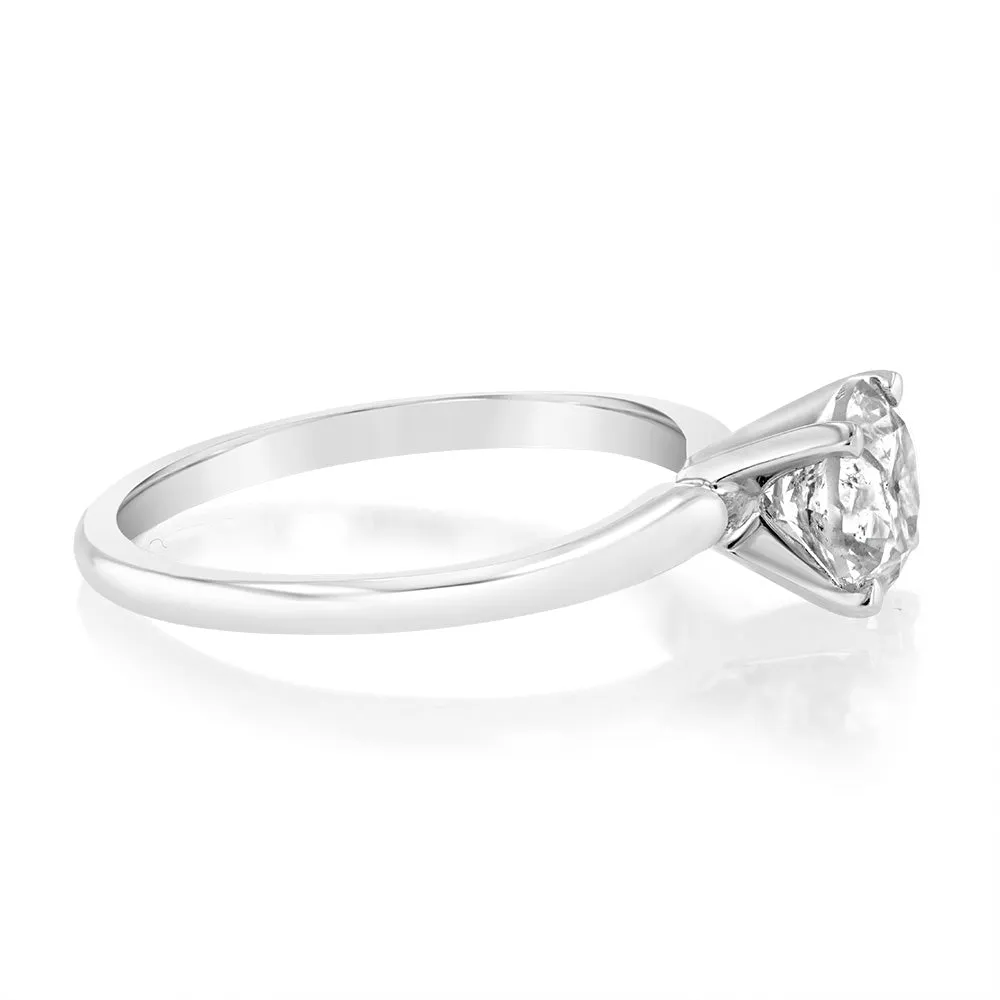 14ct White Gold 1 Carat Brilliant Cut Diamond Solitaire Ring in Knife Edge Setting Shiels