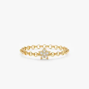 14k Diamond Star Chain Ring, Vega SARAHELISE