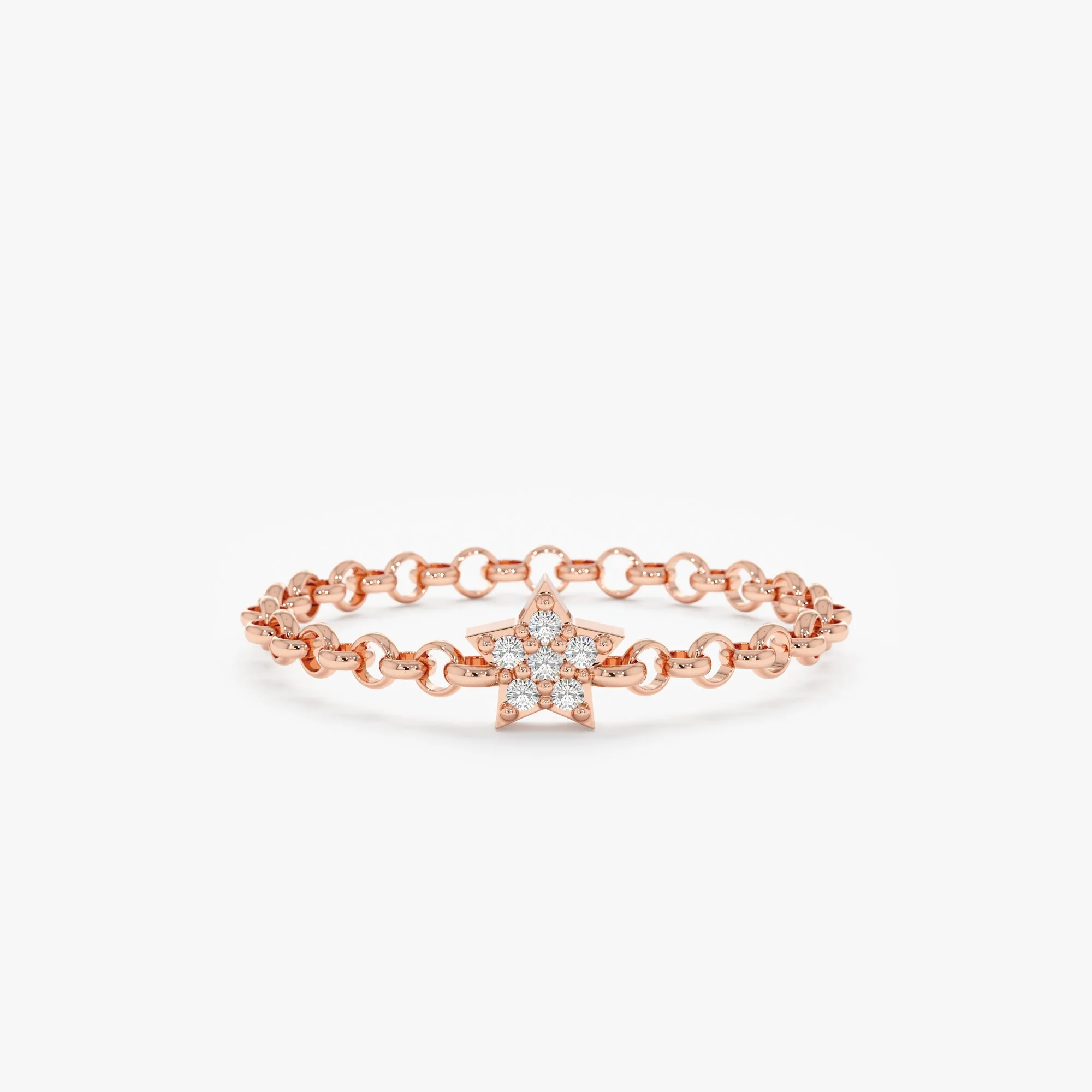 14k Diamond Star Chain Ring, Vega SARAHELISE