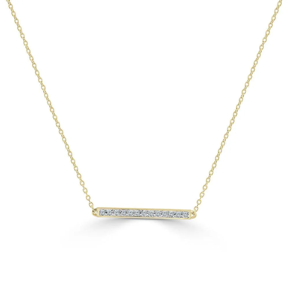 14k Gold & Diamond Bar Necklace
