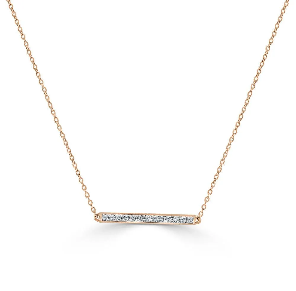 14k Gold & Diamond Bar Necklace
