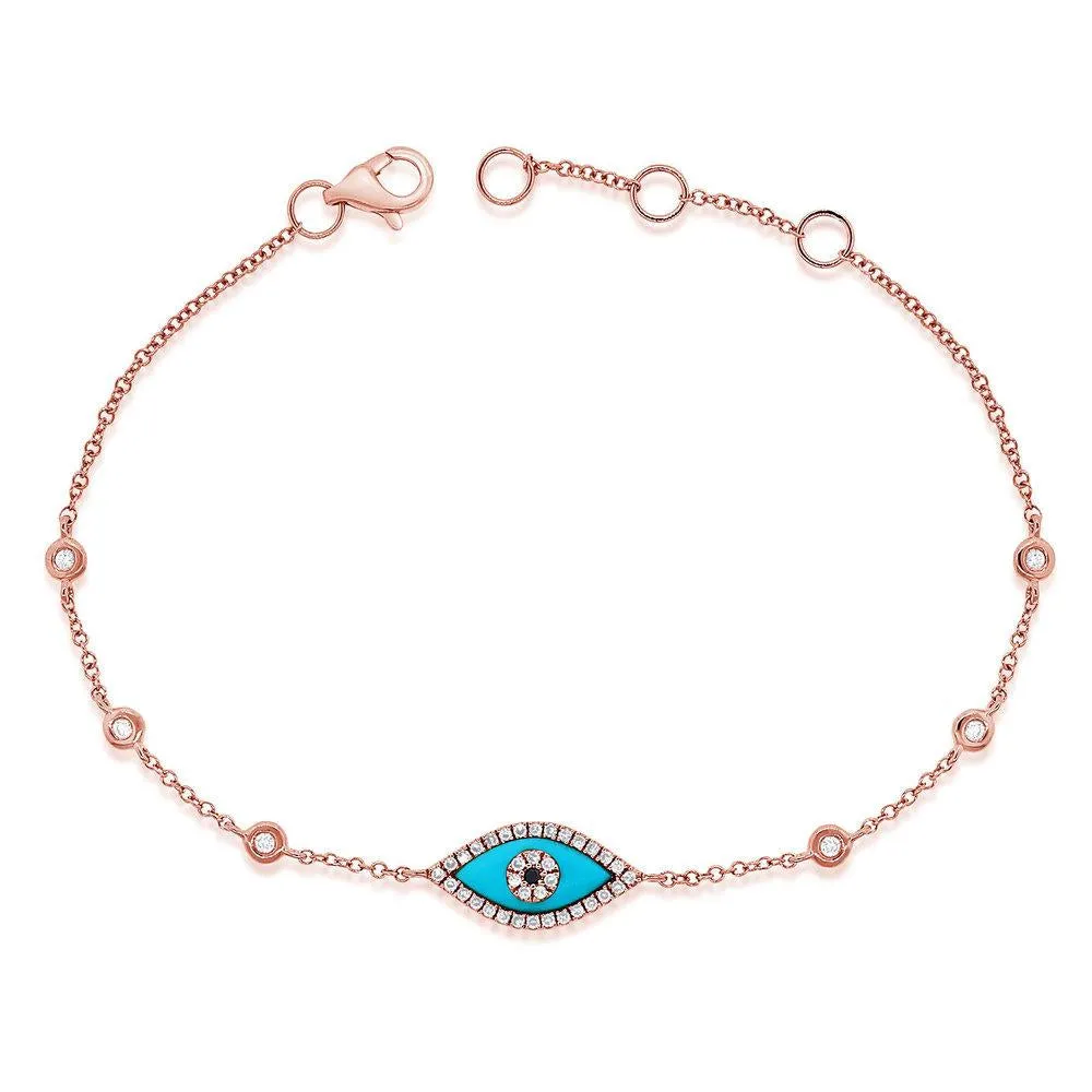 14k Gold & Diamond Evil Eye Bracelet