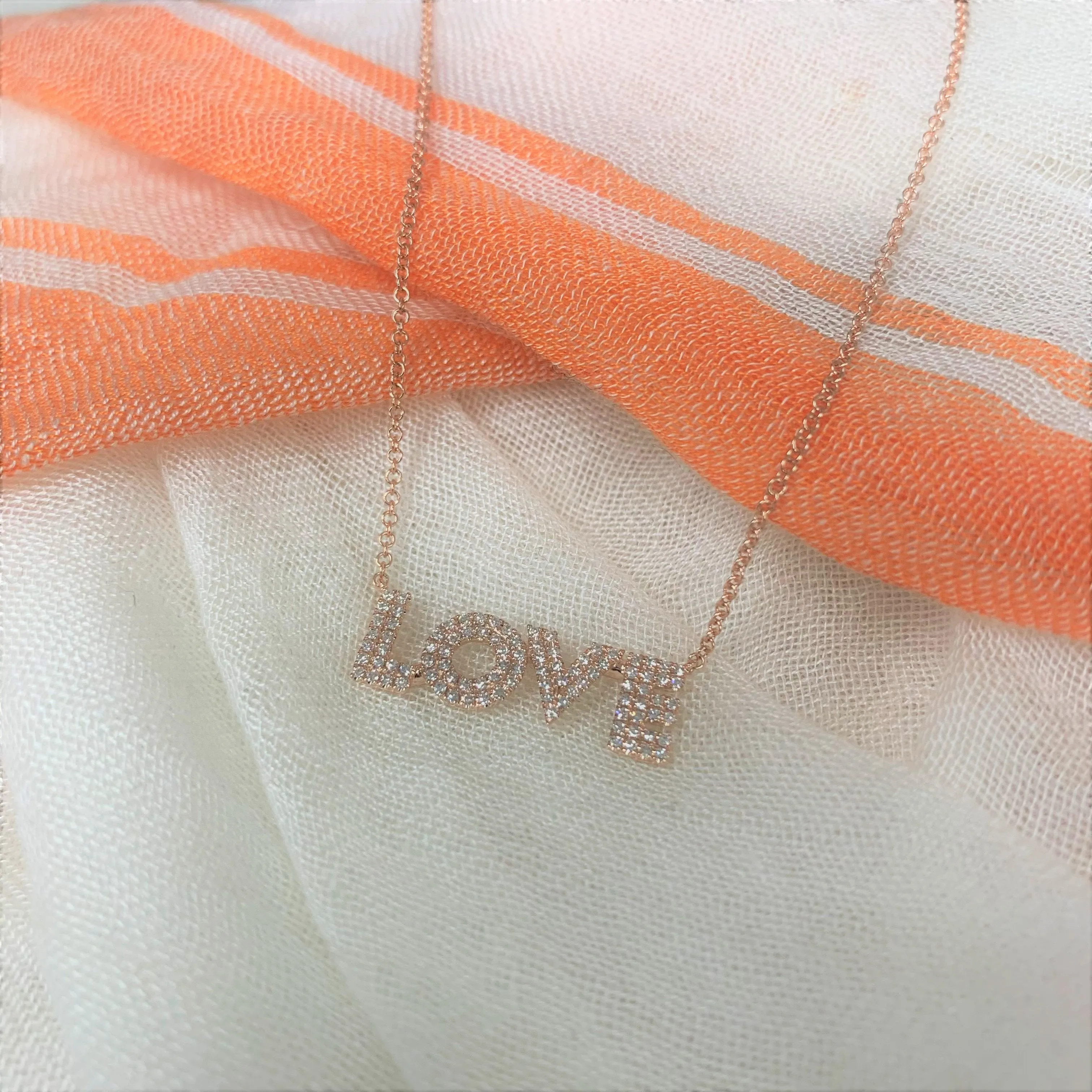 14k Gold & Diamond Love Necklace