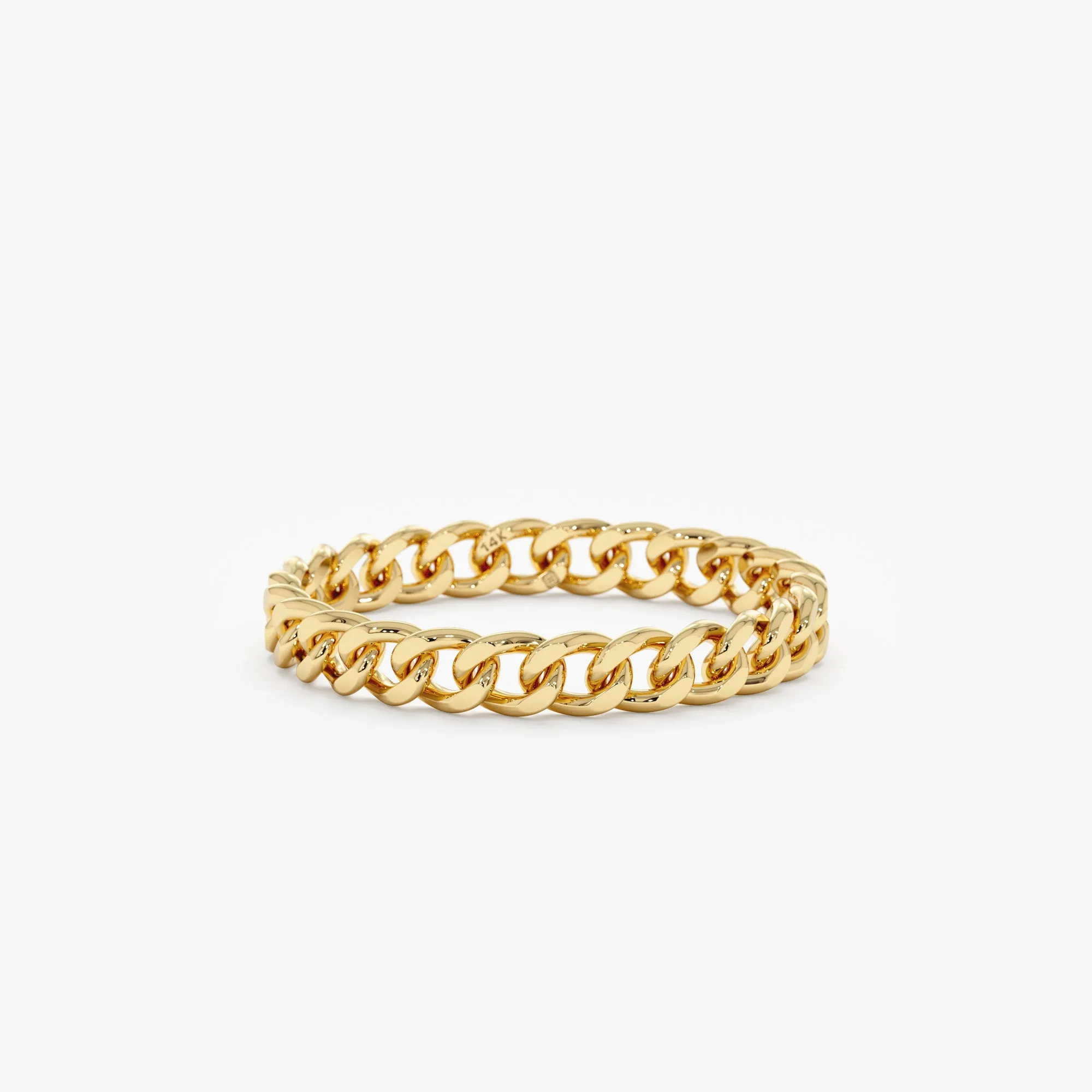 14k Gold Cuban Chain Ring - 3 mm, Mira SARAHELISE