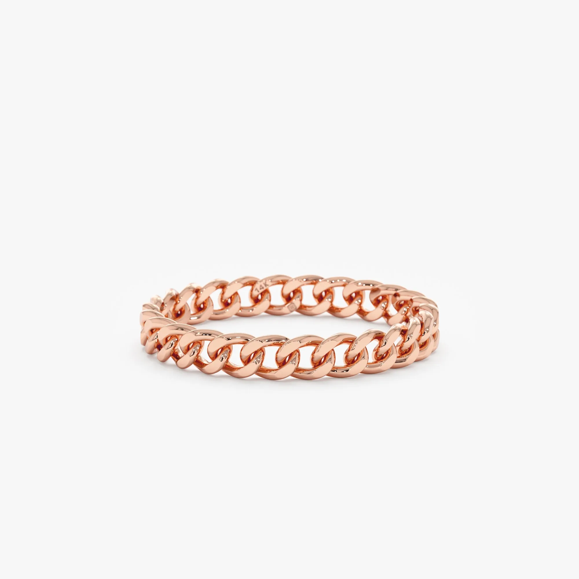 14k Gold Cuban Chain Ring - 3 mm, Mira SARAHELISE