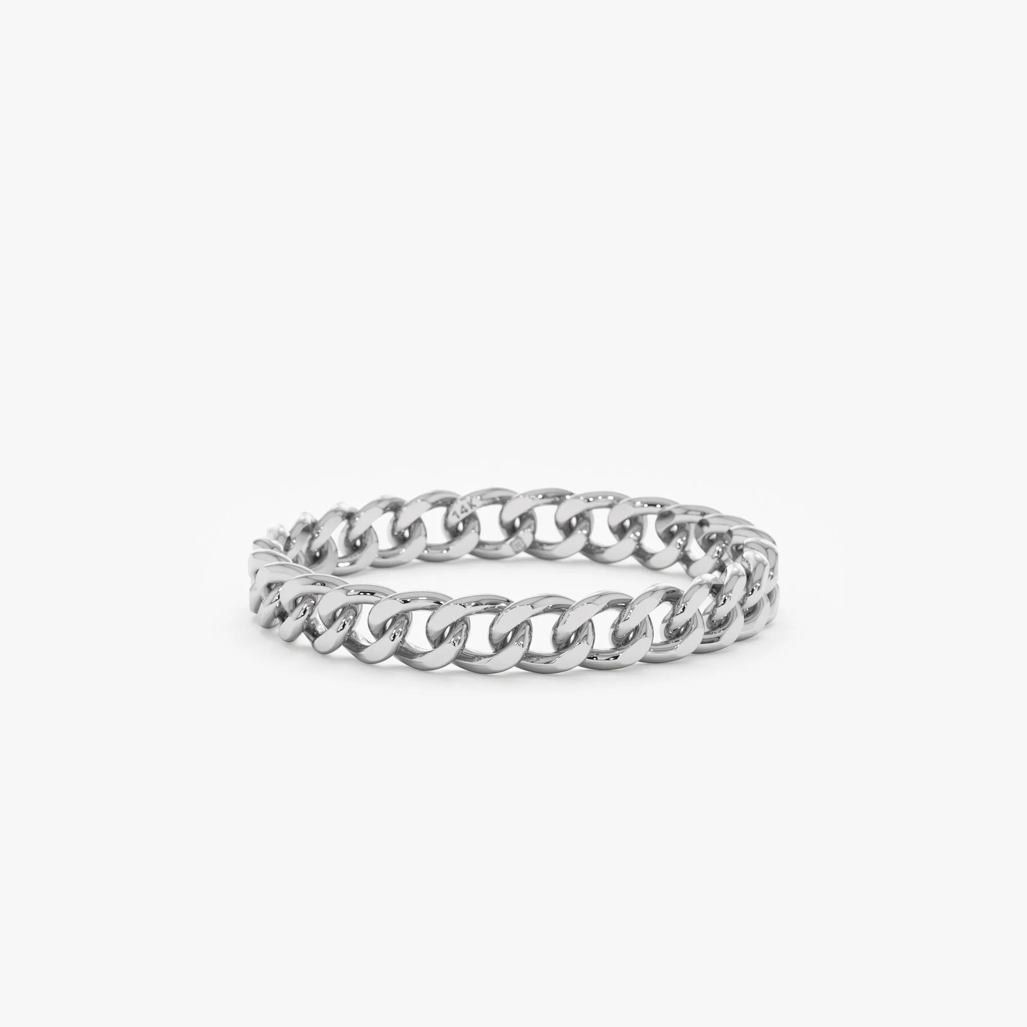 14k Gold Cuban Chain Ring - 3 mm, Mira SARAHELISE