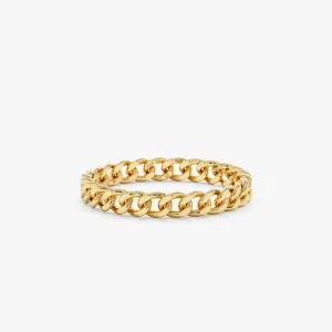 14k Gold Cuban Chain Ring - 3 mm, Mira SARAHELISE