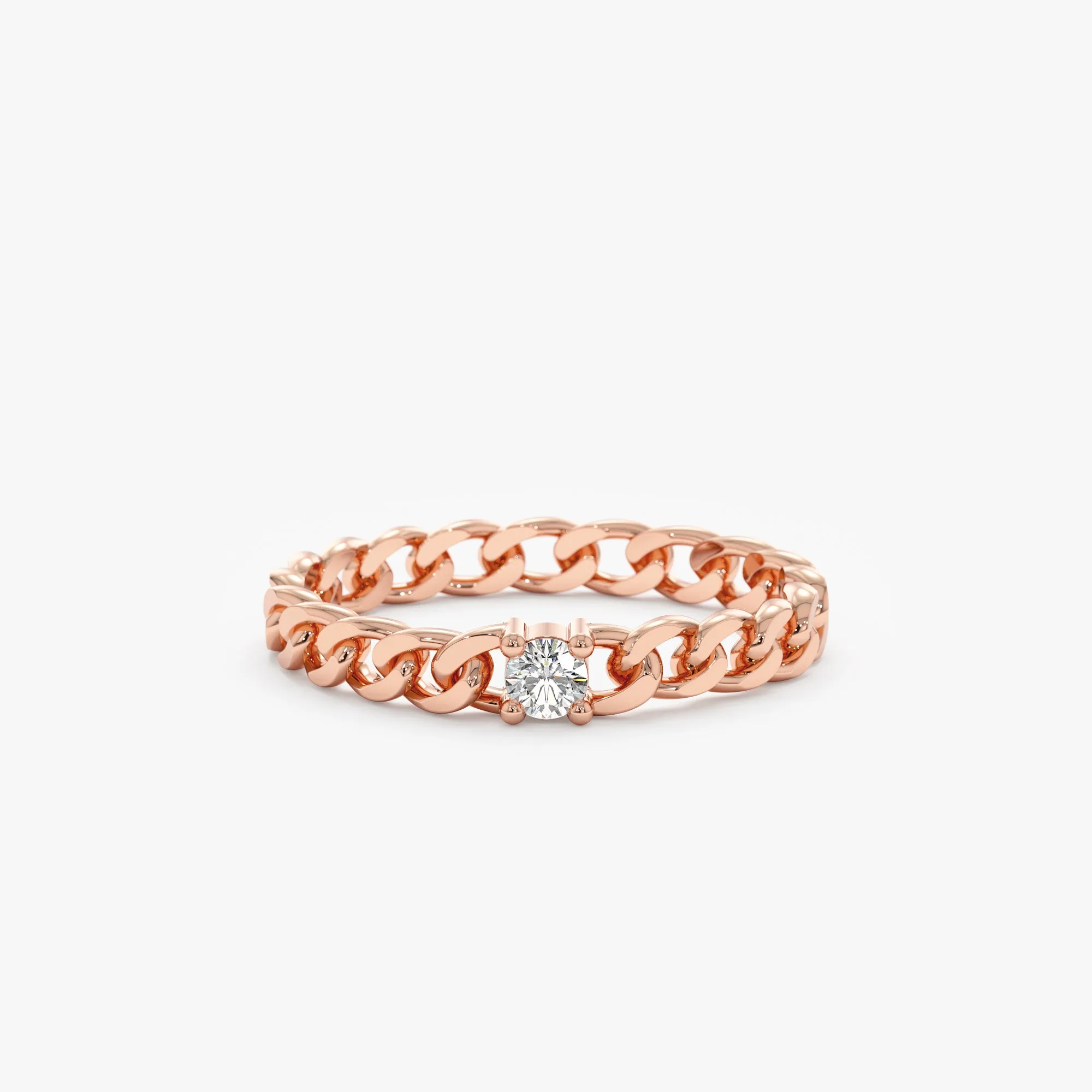 14k Gold Diamond Cuban Chain Ring, Salma SARAHELISE