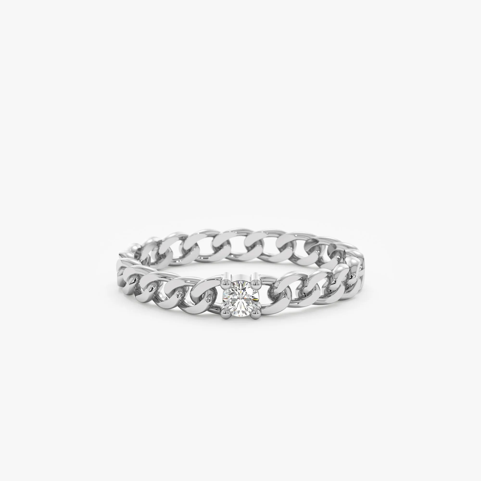 14k Gold Diamond Cuban Chain Ring, Salma SARAHELISE