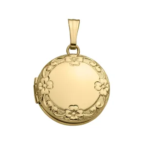 14K Gold Filled Floral 13mm Round Locket Necklace Croghans