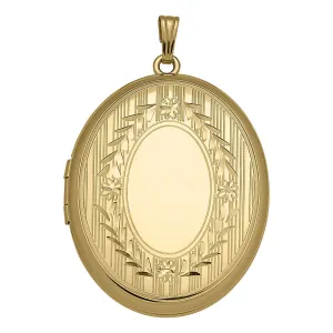 14K Gold-Filled Floral Signet 30x38mm Oval Locket Necklace Croghans