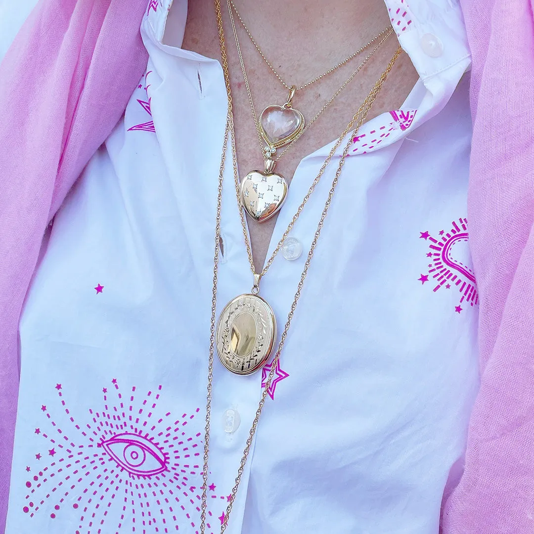 14K Gold-Filled Floral Signet 30x38mm Oval Locket Necklace Croghans