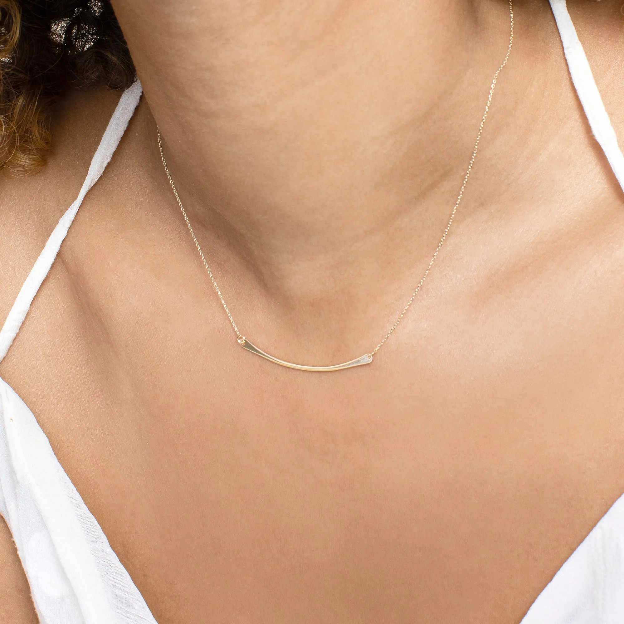 14k Solid Gold Bar Pendant Necklace, Ely SARAHELISE