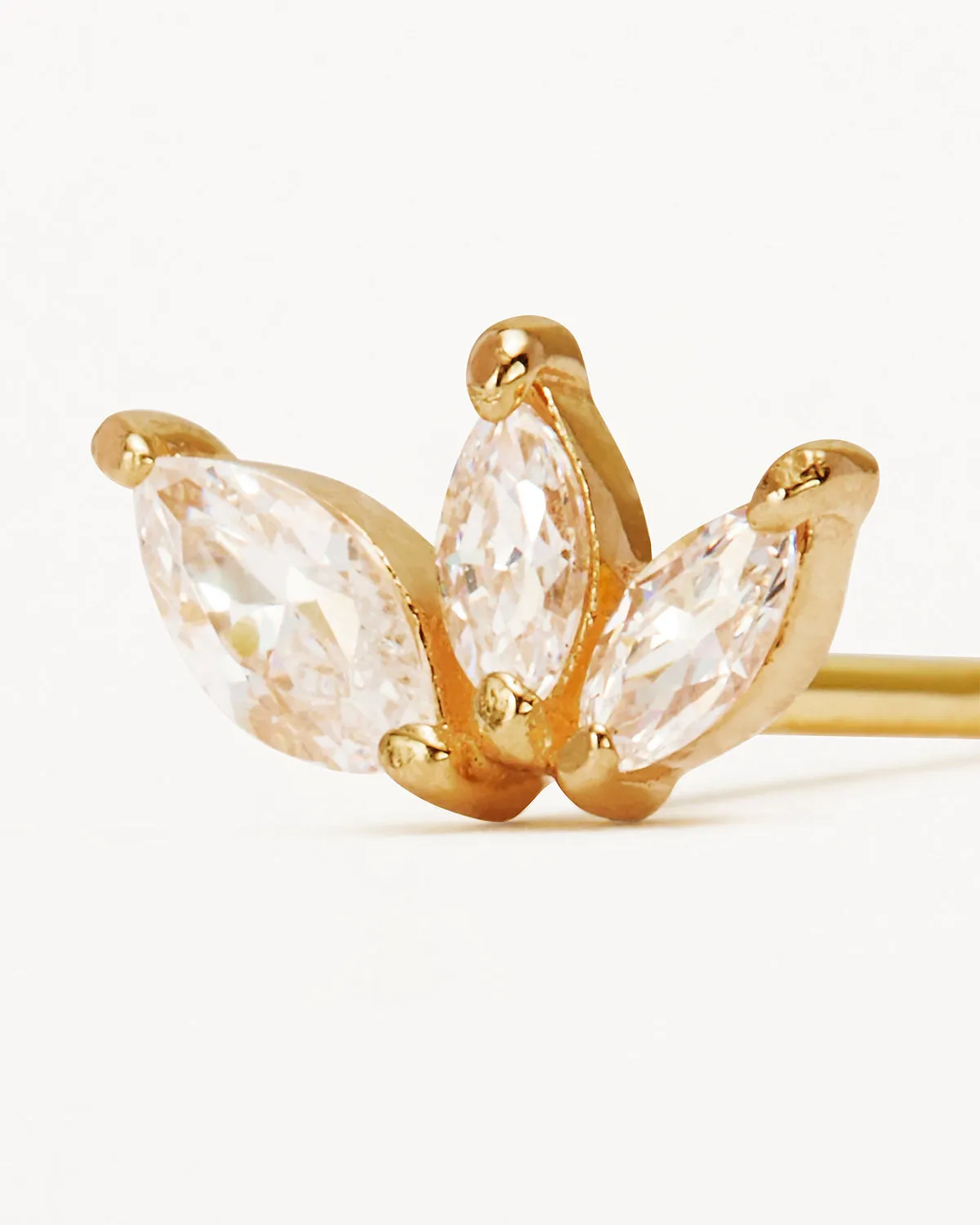14k Solid Gold Blooming Lotus Crystal Cartilage Earring Bycharlotte