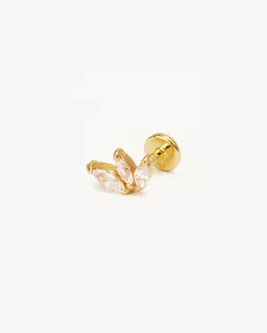 14k Solid Gold Blooming Lotus Crystal Cartilage Earring Bycharlotte