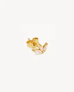 14k Solid Gold Blooming Lotus Crystal Stud Earring Bycharlotte