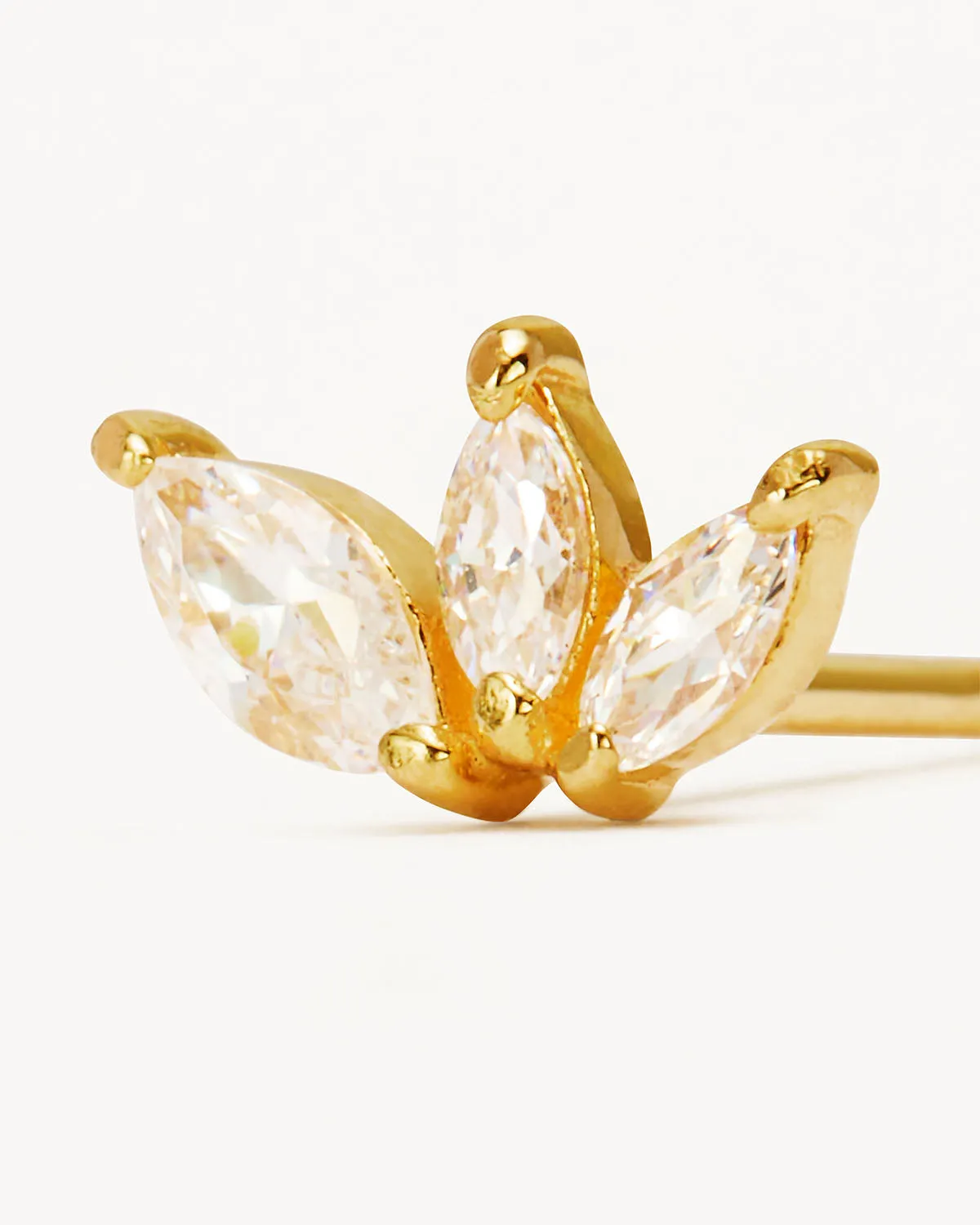 14k Solid Gold Blooming Lotus Crystal Stud Earring Bycharlotte