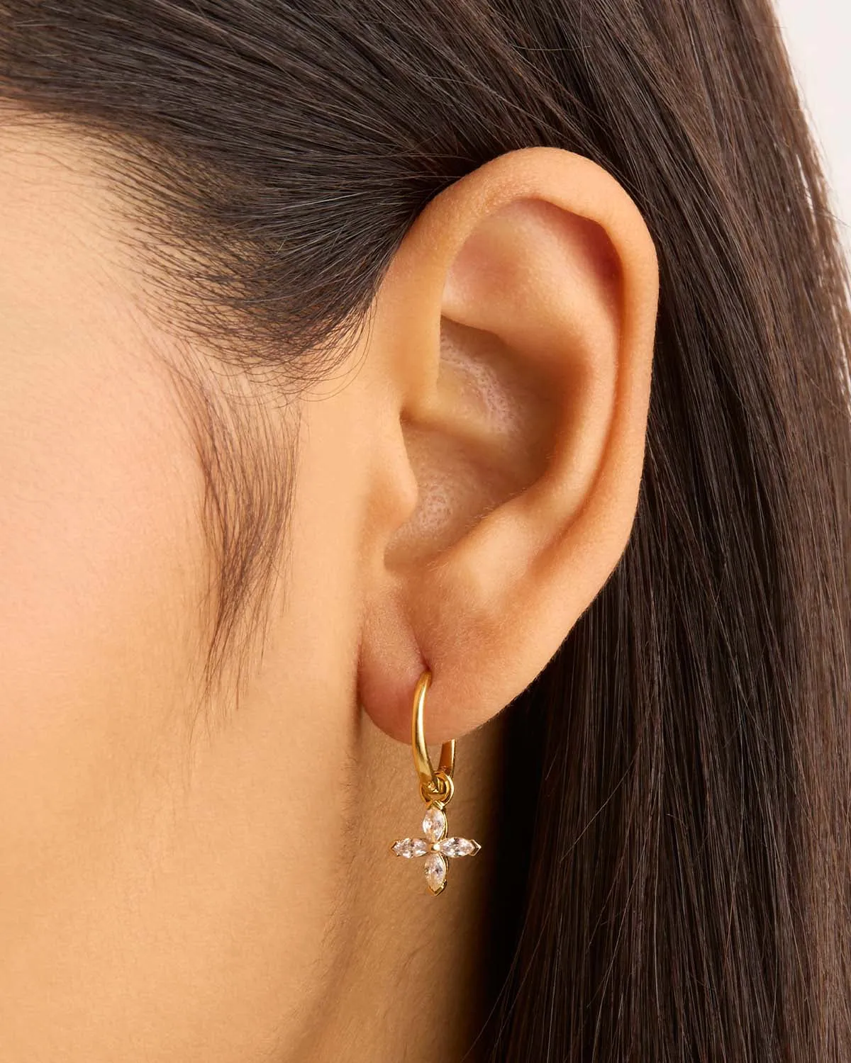 14k Solid Gold Blossom Lab-Grown Diamond Hoop Bycharlotte