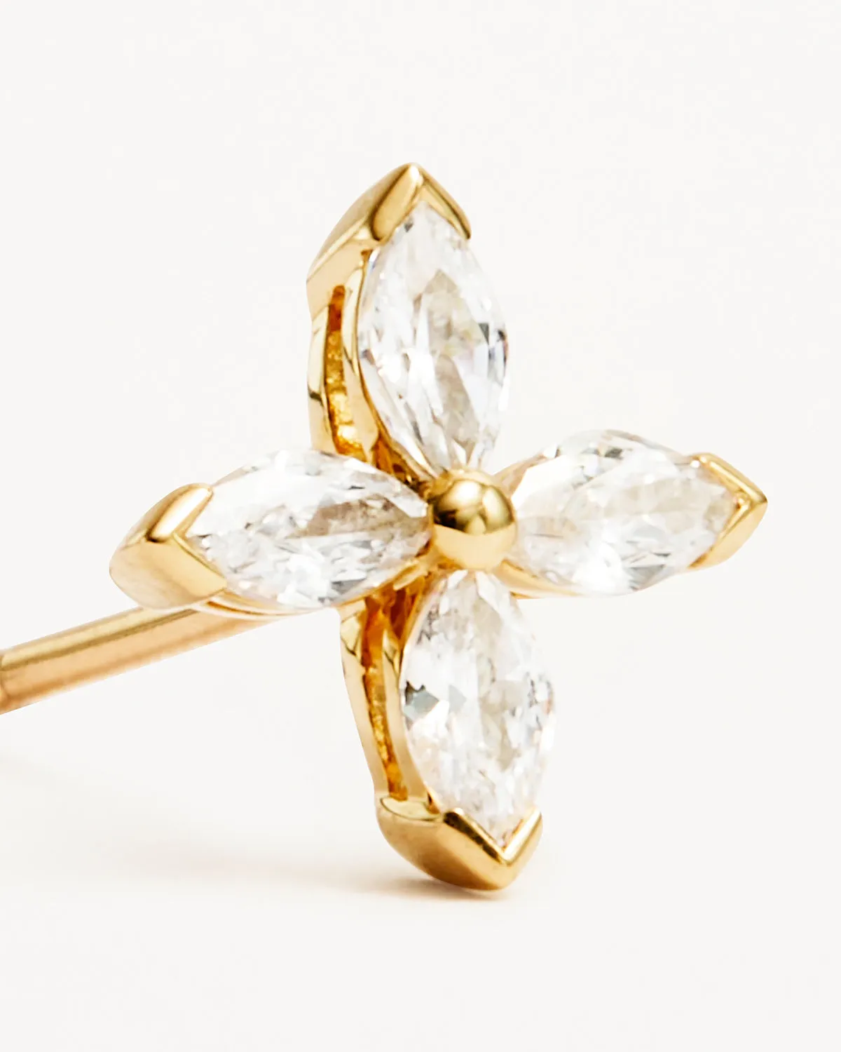 14k Solid Gold Blossom Lab-Grown Diamond Stud Earring Bycharlotte