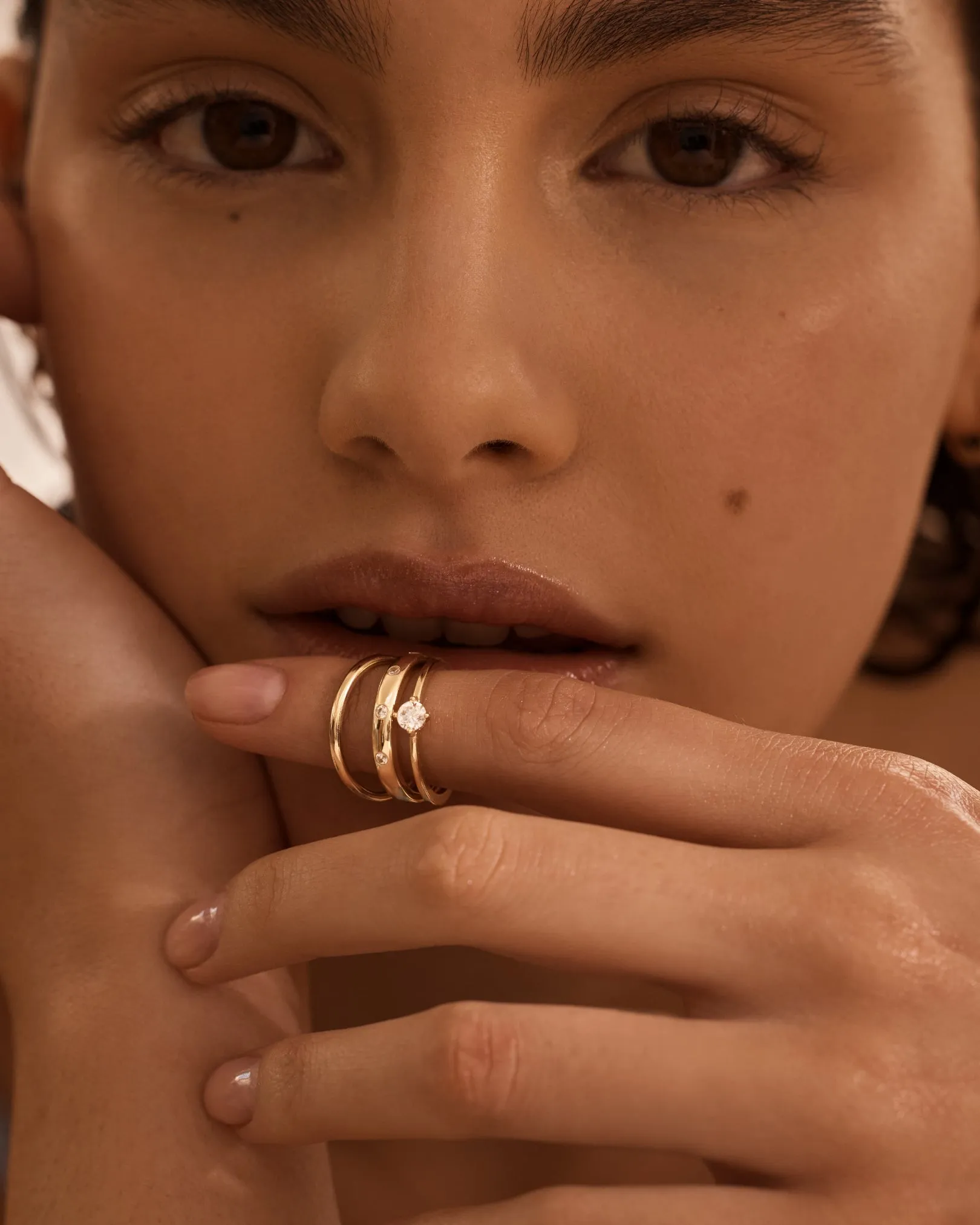 14k Solid Gold Cosmic Lab-Grown Diamond Ring Bycharlotte