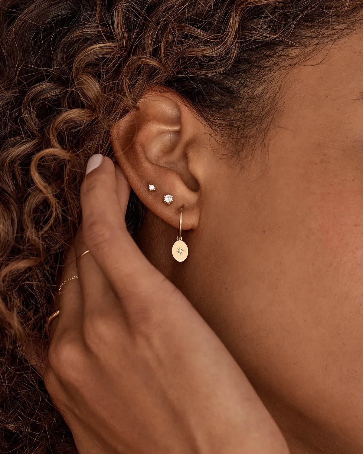14k Solid Gold Crystal Cartilage Earring Bycharlotte