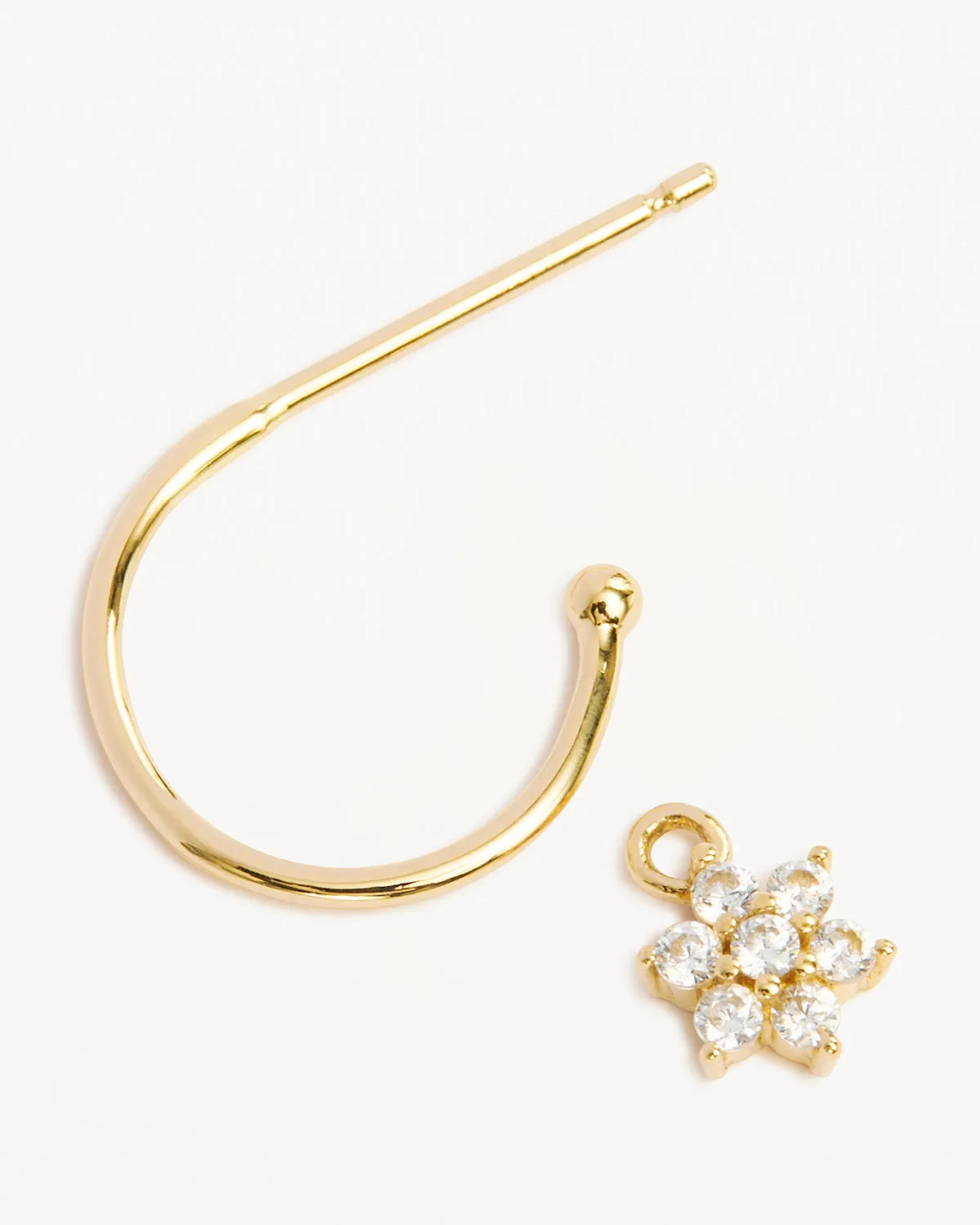 14k Solid Gold Crystal Lotus Flower Hoop Bycharlotte