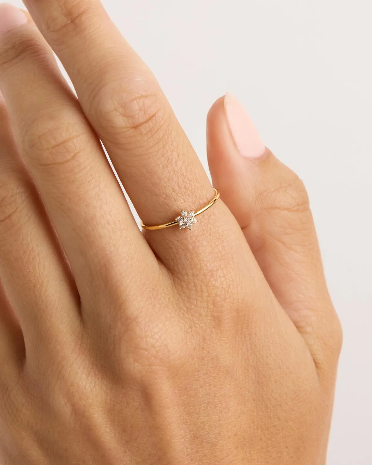 14k Solid Gold Crystal Lotus Flower Ring Bycharlotte