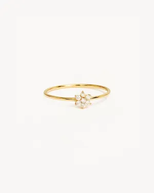 14k Solid Gold Crystal Lotus Flower Ring Bycharlotte