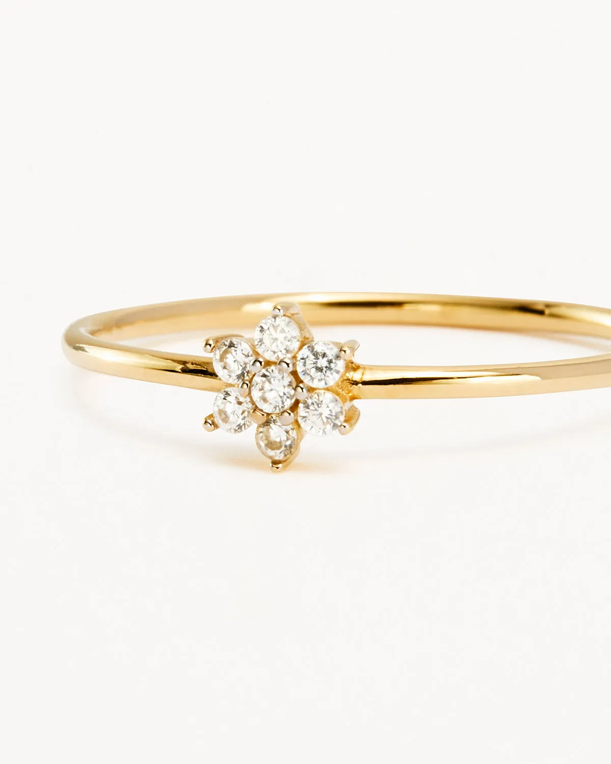 14k Solid Gold Crystal Lotus Flower Ring Bycharlotte