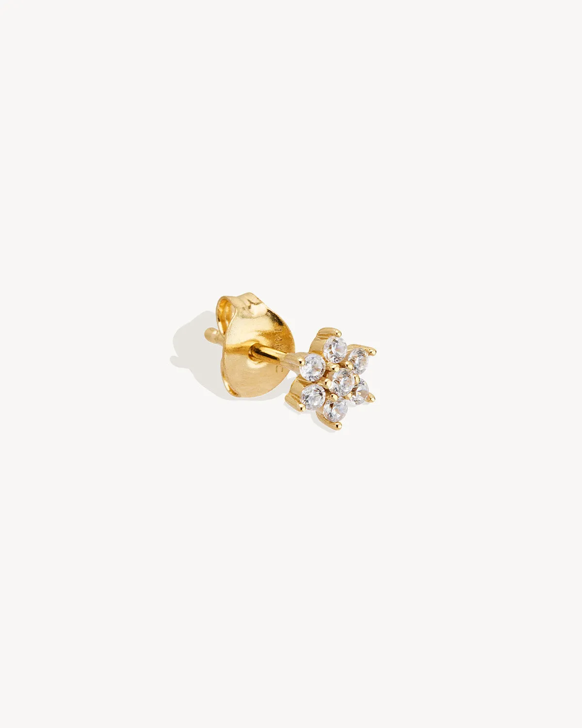 14k Solid Gold Crystal Lotus Flower Stud Earring Bycharlotte