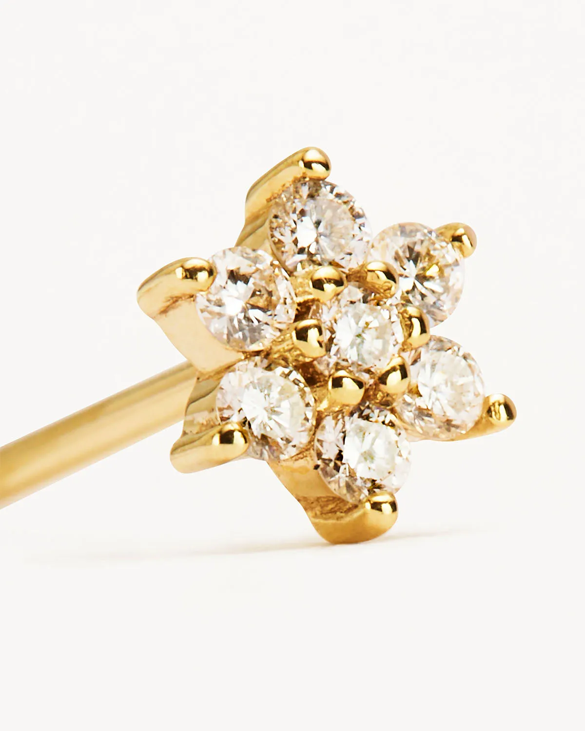 14k Solid Gold Crystal Lotus Flower Stud Earring Bycharlotte