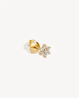 14k Solid Gold Crystal Lotus Flower Stud Earring Bycharlotte