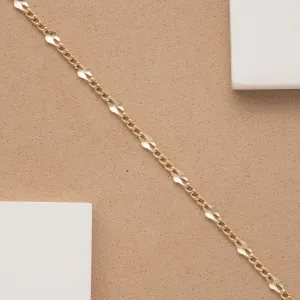 14k Solid Gold Dainty Chain Bracelet - 2 mm, Gloria SARAHELISE