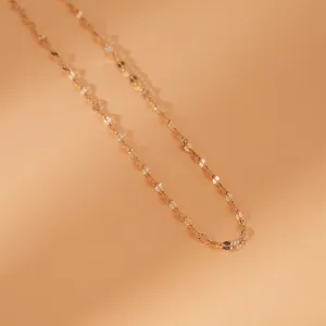 14k Solid Gold Dainty Chain Necklace, Clara SARAHELISE