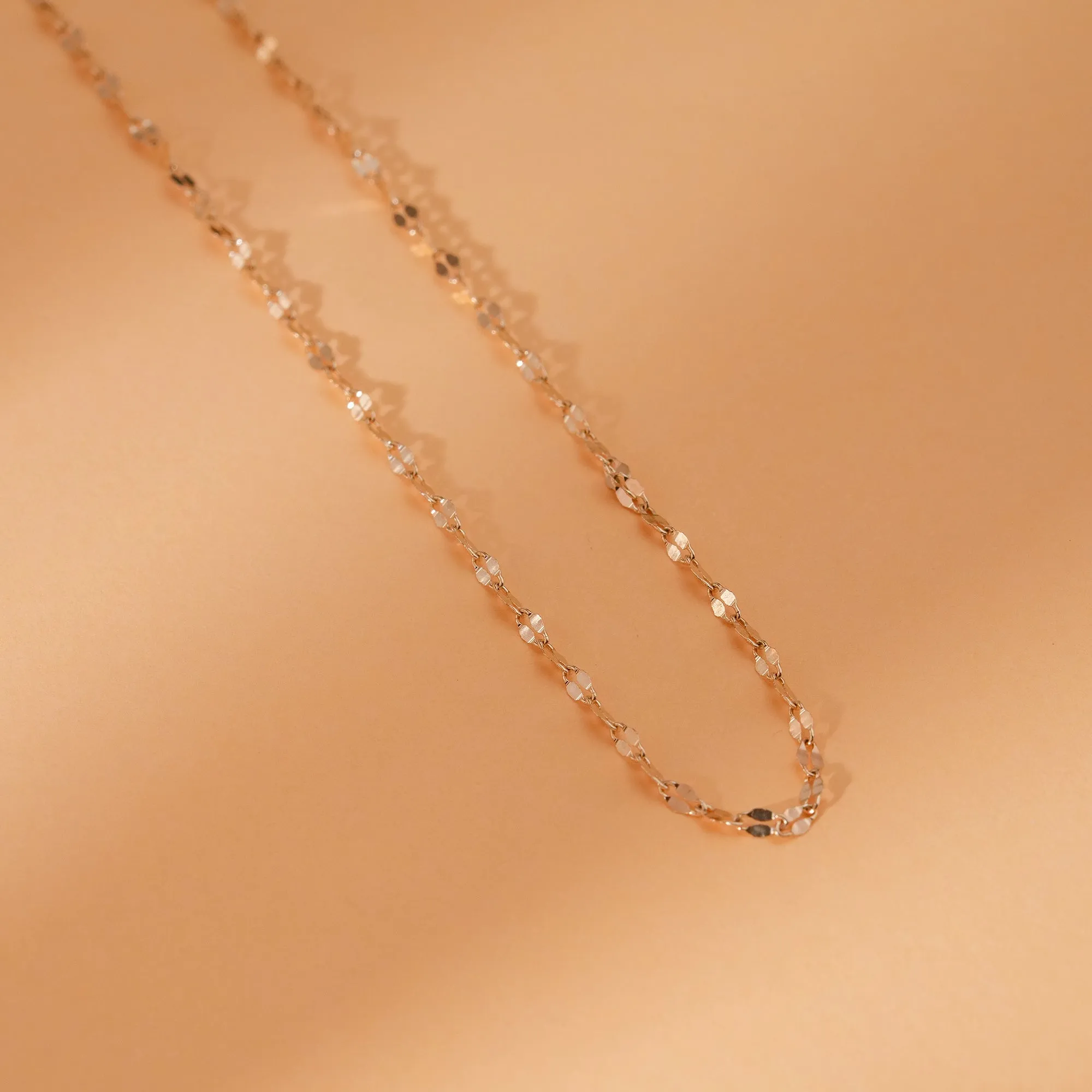14k Solid Gold Dainty Chain Necklace, Clara SARAHELISE